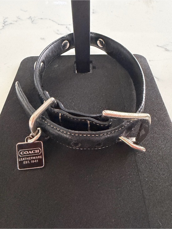 Coach Other - Coach Black Leather Dog Collar with Signature Tag and Silver Hardware